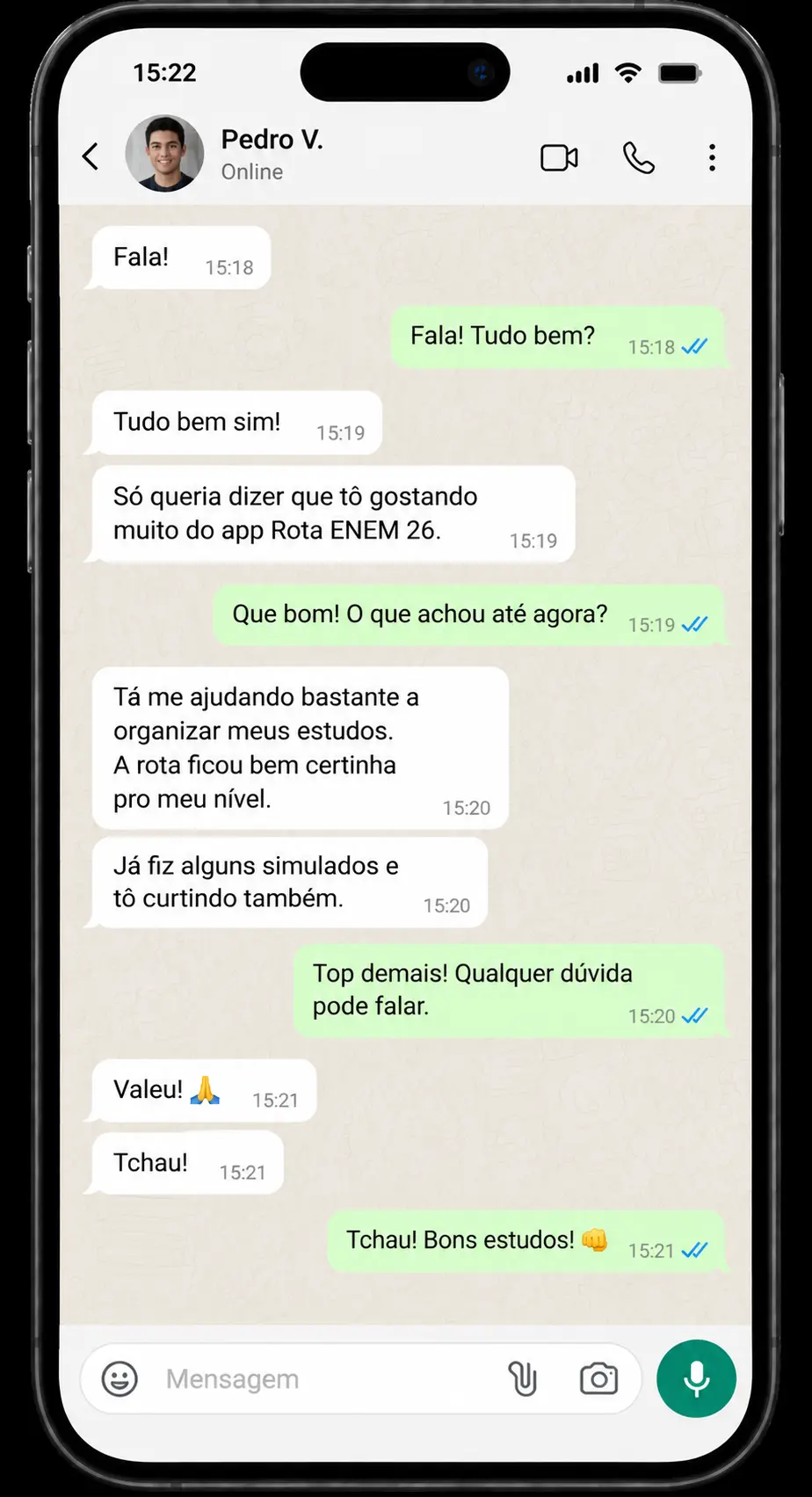 Depoimento de aluno sobre o Rota ENEM 2026
